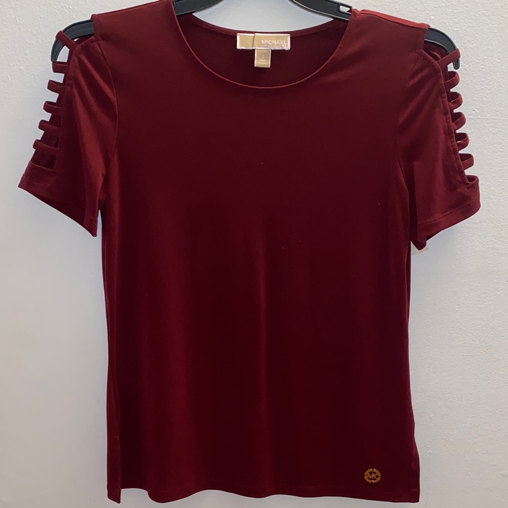 Michael Kors Deep Red Short Sleeve Top